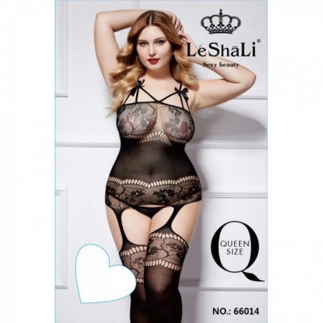Черный комбинезон с имитацией чулок Le Shali Queen Size