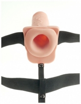 Перезаряжаемый фаллопротез с вибрацией Hollow Rechargeable Strap-on with Balls 9'' (10 режмов)