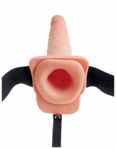 Фаллопротез с функцией эякуляции Hollow Squirting Strap-On with Balls 7.5''