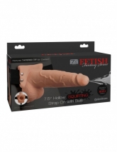 Фаллопротез с функцией эякуляции Hollow Squirting Strap-On with Balls 7.5''