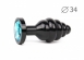 Черная рельефная втулка с голубым кристаллом JEWELRY PLUGS ANAL0