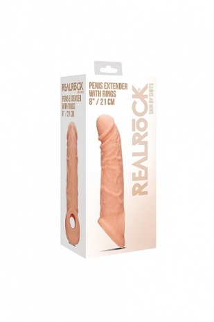 Удлиняющая насадка на пенис с фиксацией на мошонке Penis Extender with Rings (21 см)