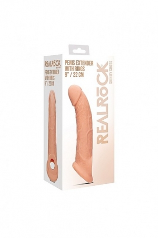 Удлиняющая изогнутая насадка на пенис для стимуляции G-точки Penis Extender with Rings (22 см)