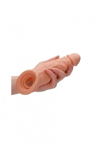 Удлиняющая изогнутая насадка на пенис для стимуляции G-точки Penis Extender with Rings (22 см)