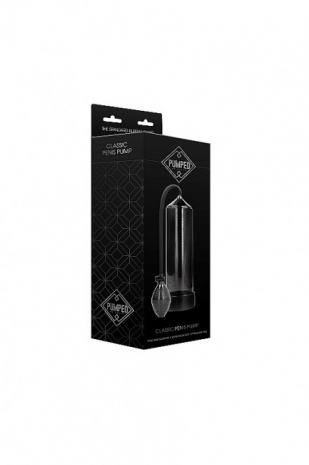 Черная ручная вакуумная помпа с насосом в виде груши Classic Penis Pump