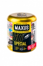 Точечно-ребристые презервативы MAXUS в фирменном круглом кейсе (15 шт)