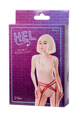 Красный пояс для чулок из эластичных лент H.E.L. Dillie SL