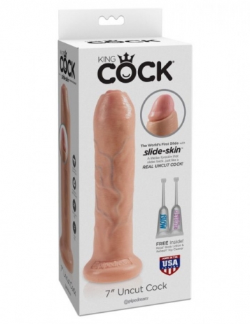 Реалистичный фаллос на присоске с подвижной крайней плотью Uncut Cock 7''