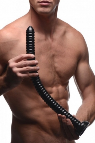 Огромный гибкий анальный стимулятор на присоске Hosed Ribbed Anal Dildo