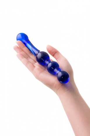 Двусторонний синий стимулятор из стекла Sexus Glass