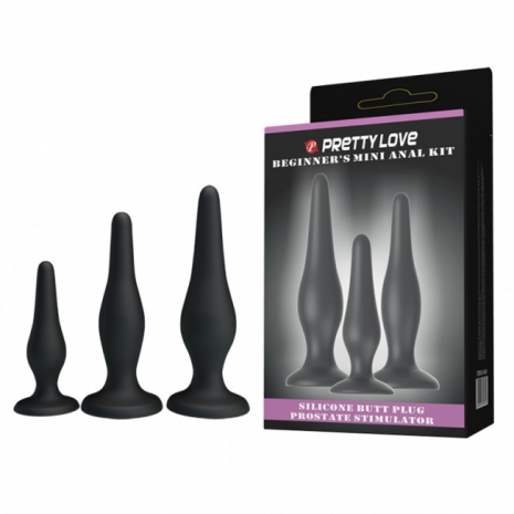 Набор силиконовых анальных пробок для начинающих PrettyLove Mini Anal Kit