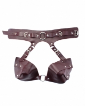 Кожаная сбруя из ошейника с лифом цвета бордо BDSM Арсенал