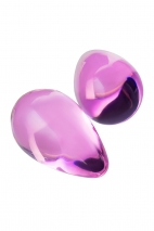 Розовые вагинальные шарики из стекла каплевидной формы Sexus Glass