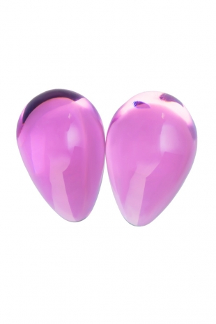 Розовые вагинальные шарики из стекла каплевидной формы Sexus Glass