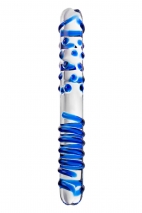 Двусторонний стимулятор из стекла с шишечками и спиралью Sexus Glass