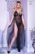 Длинный пеньюар с разрезами по бокам и кружевным лифом Babydoll L0