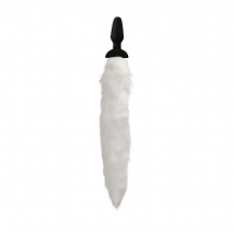 Мощная анальная вибро-пробка TAILZ с белым лисьим хвостом White Fox Tail Anal Plug (7 реж, 3 скорости)