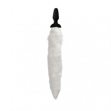 Мощная анальная вибро-пробка TAILZ с белым лисьим хвостом White Fox Tail Anal Plug (7 реж, 3 скорости)
