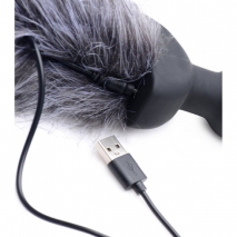 Мощная анальная вибро-пробка TAILZ с серым лисьим хвостом Grey Fox Tail Anal Plug (7 реж, 3 скорости)