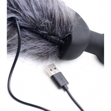Мощная анальная вибро-пробка TAILZ с серым лисьим хвостом Grey Fox Tail Anal Plug (7 реж, 3 скорости)