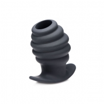 Большая рельефная пробка с отверстием Hive Ass Tunnel 4'' Silicone Ribbed Hollow Anal Plug Large