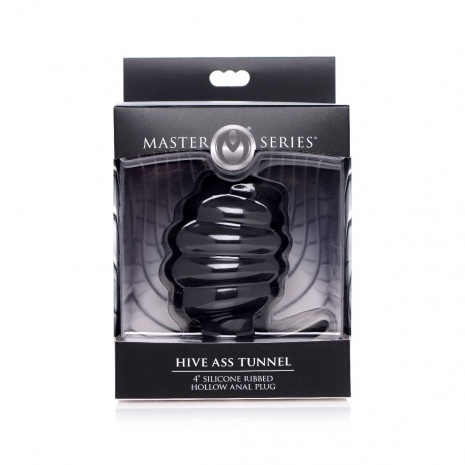 Большая рельефная пробка с отверстием Hive Ass Tunnel 4'' Silicone Ribbed Hollow Anal Plug Large