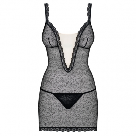 Сорочка Chemise с бежевой вставкой и стрингами LXL