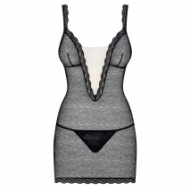 Сорочка Chemise с бежевой вставкой и стрингами SM