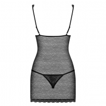 Сорочка Chemise с бежевой вставкой и стрингами SM