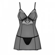 Полупрозрачный Babydoll с белой вышивкой LXL