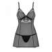 Полупрозрачный Babydoll с белой вышивкой LXL3