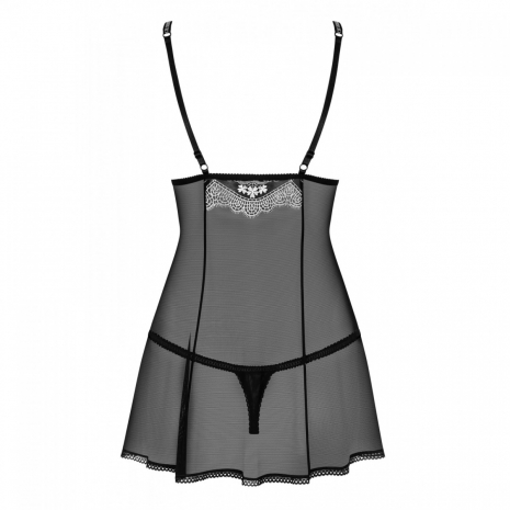 Полупрозрачный Babydoll с белой вышивкой LXL