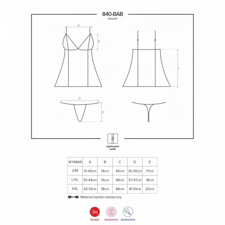Полупрозрачный Babydoll с белой вышивкой LXL