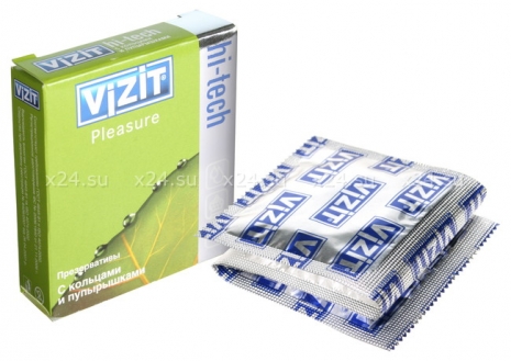 Презервативы VIZIT Hi-tech PLEASURE с кольцами и пупырышками, 3 шт.