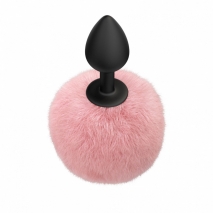 Анальная пробка с розовым хвостиком Emotions Fluffy Pink