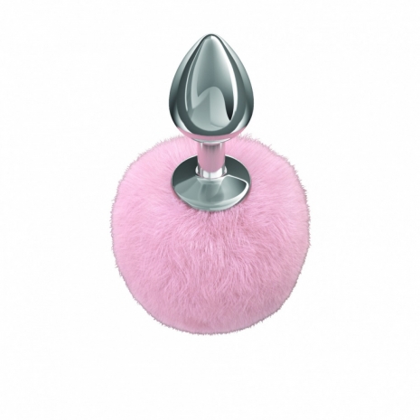 Металлическая анальная пробка с розовым хвостиком Diamond Twinkle Pink