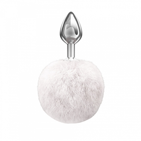 Металлическая анальная пробка с белым хвостиком Diamond Twinkle White