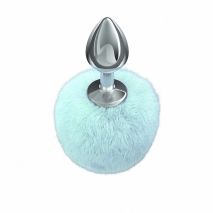 Металлическая анальная пробка с голубым хвостиком Diamond Twinkle Blue