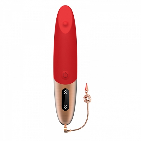 Мощный мини-вибратор с цепочкой Viotec DYSIS BRIGHT RED (9 режимов, 5 скоростей)
