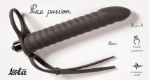 Вибро-насадка для двойного проникновения Pure Passion Rori с фиксацией на мошонке
