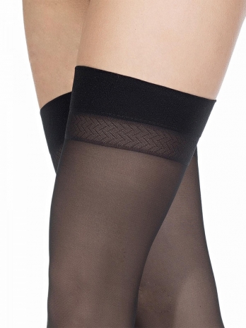 Черные тонкие чулки под пояс с широкой резинкой Giulia SECRET 20 den 3/4 (M/L)