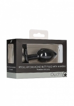Анальная пробка для ношения с тремя кристаллами Diamond Butt Plug With Handle