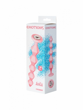 Анальная цепочка с прозрачным кристаллом Emotions Chummy Pink