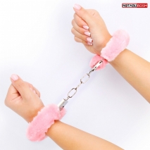 Розовые меховые наручники Notabu BDSM
