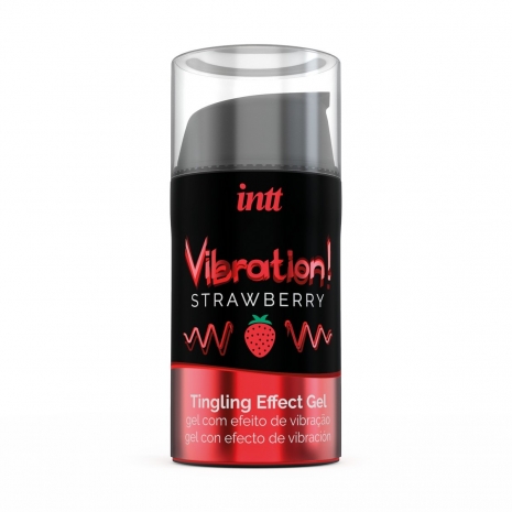 Жидкий вибратор с согревающим эффектом и ароматом клубники Vibration! Strawberry (15 мл)