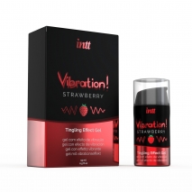Жидкий вибратор с согревающим эффектом и ароматом клубники Vibration! Strawberry (15 мл)