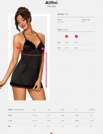 Сексуальная сорочка с оригинальной спинкой Obsessive ALIFINI CHEMISE LXL