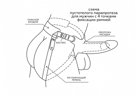 Фаллопротез пустотелый с имитацией мошонки Men's Line