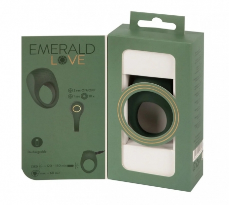 Перезаряжаемое эрекционное вибро-кольцо Emerald Love Luxurious Vibro Cock Ring (10 режимов)