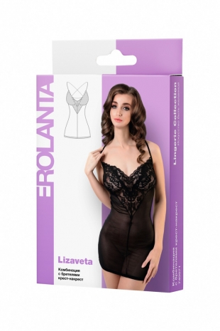 Черная комбинация с кружевом LIZAVETA SM